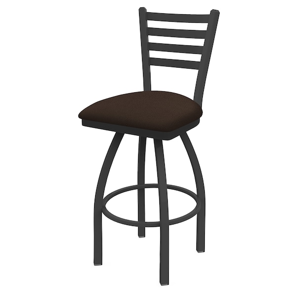 25" Swivel Counter Stool, Pewter Finish, Rein Coffee Seat